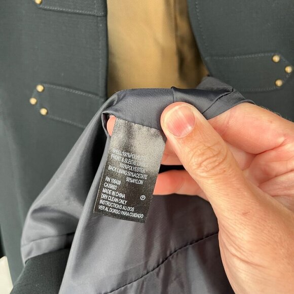 Tahari Womens Long Military Style Overcoat Size 4 Black Dark Blue Classic Chic - Picture 9 of 13